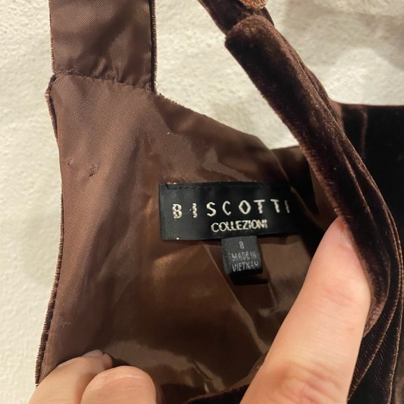 NWT Biscotti Collezioni Brown Velvet Fringe Dress Size 8 - Picture 4 of 6